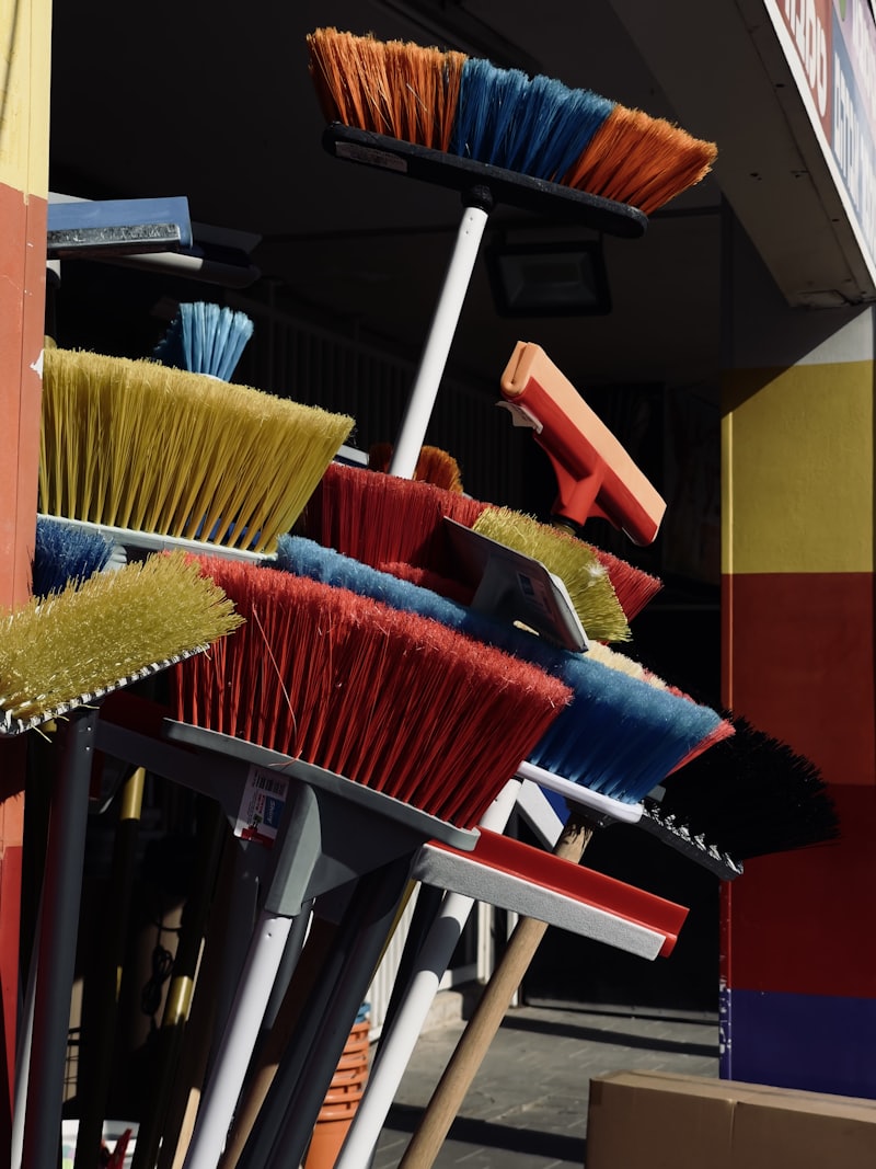 Broom and cleaning brushes